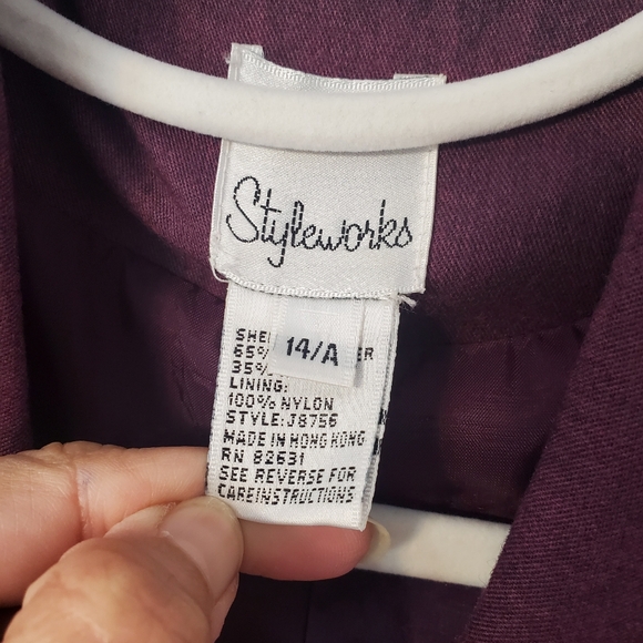 Styleworks blazer jacket business casual plus size 14 Burgundy. - Picture 16 of 16